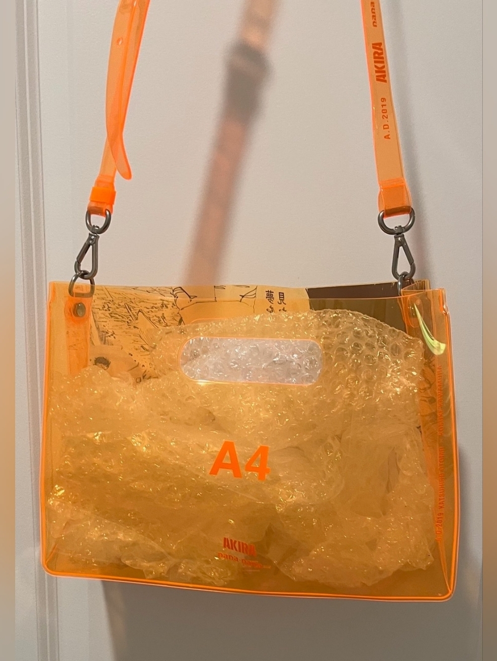 AKIRA ART OF WALL x nana-nana A4 PVC Bag In Orange & Black EUC - Picture 12 of 16